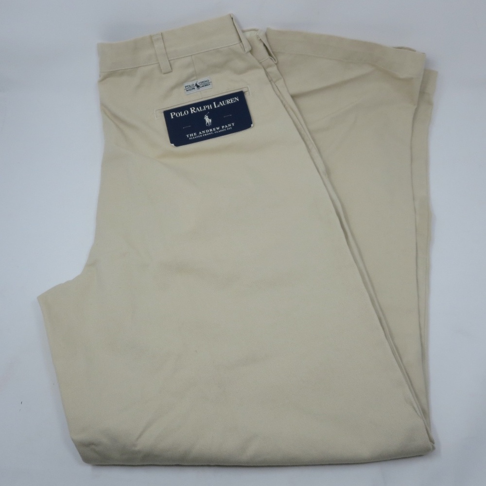 NEW Polo Ralph Lauren ANDREW PANTS Size 36x34 Pleated Front Classic Fit Chino